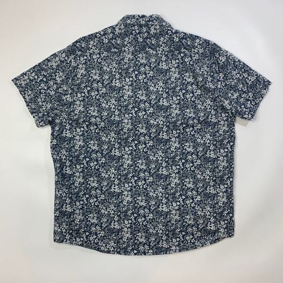 State & Stone Shirt Mens XL Navy White Floral Cotton Button Up Short Sleeve - Picture 3 of 9